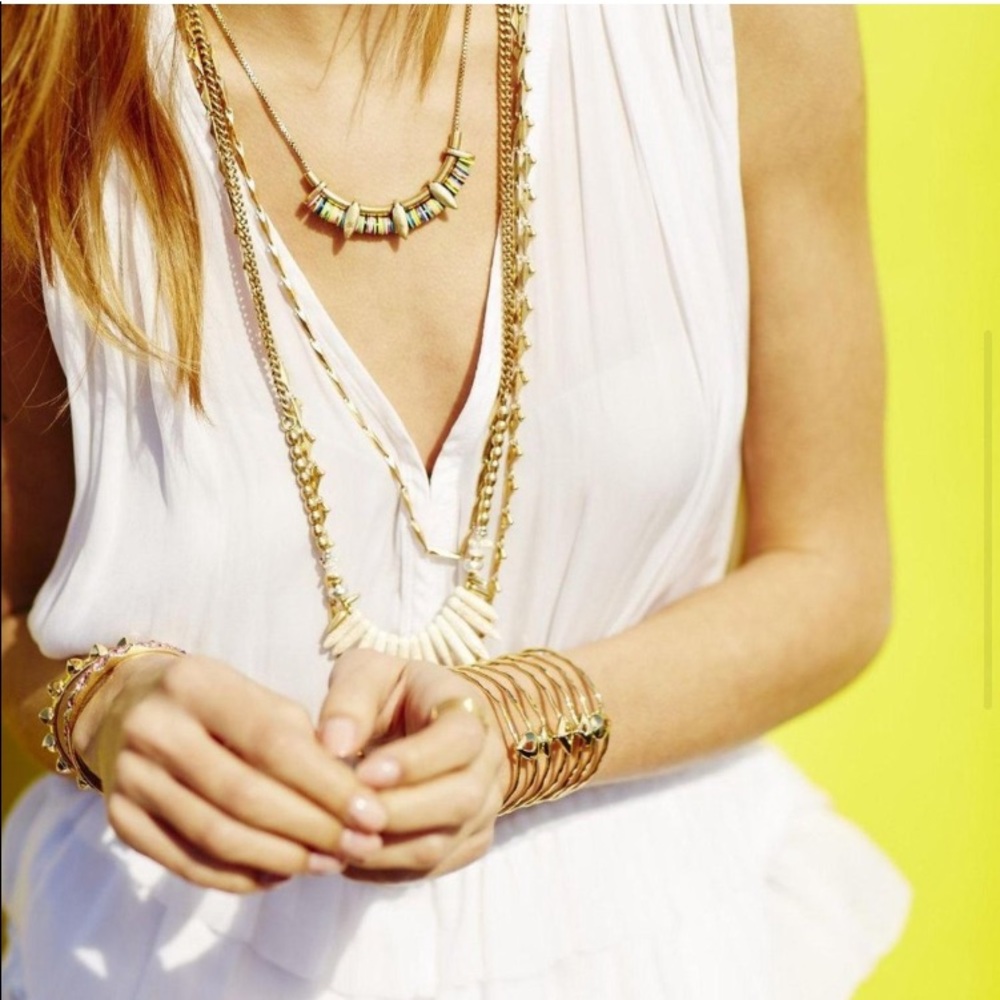 Stella & Dot | Exotic Gold Fishbone Cage Power Cuff Bracelet - Picture 8 of 12